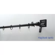 Fém karnis szett - "Négyzet" - egysoros, fekete, 200 cm, ᴓ16 mm