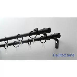   Fém karnisszett "Cilinder" - kétsoros, fekete, 120 cm, ᴓ16 mm