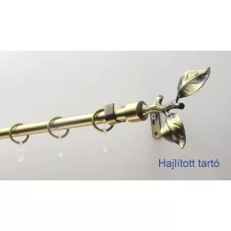   Fém karnisszett "Levelek" - egysoros, antik réz, 120 cm, ᴓ16 mm