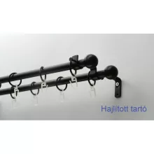 Fém karnisszett "Kis Gömb" - kétsoros, fekete, 200 cm, ᴓ16 mm