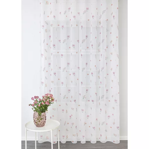  1952/180/02 - fehér voile, rózsaszín virágmintával, max. 175 cm magas