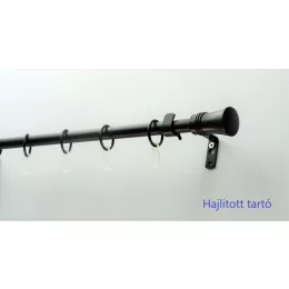   Fém karnisszett "Bordás Klasszik" - egysoros, fekete, 120 cm, ᴓ16 mm