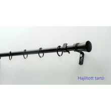 Fém karnisszett "Bordás Klasszik" - egysoros, fekete, 240 cm, ᴓ16 mm