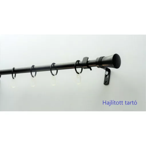 Fém karnisszett "Bordás Klasszik" - egysoros, fekete, 240 cm, ᴓ16 mm