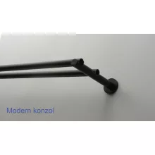 Fém karnisszett "Négyzet" - kétsoros, fekete, 120 cm, ᴓ16 mm