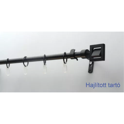 Fém karnis szett - "Négyzet" - egysoros, fekete, 240 cm, ᴓ16 mm