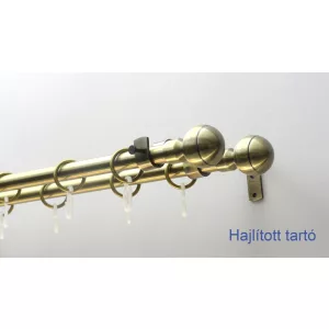   Fém karnisszett "Glóbusz" - kétsoros, antik réz, 120 cm, ᴓ16 mm