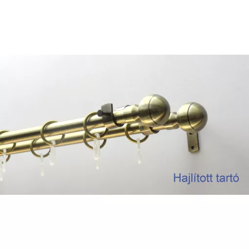 Fém karnisszett "Glóbusz" - kétsoros, antik réz, 120 cm, ᴓ16 mm