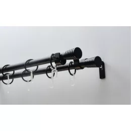   Fém karnisszett "Pódium" - kétsoros, fekete, 120 cm, ᴓ16 mm