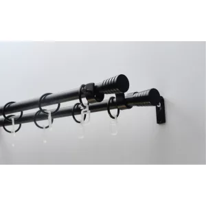   Fém karnisszett "Pódium" - kétsoros, fekete, 120 cm, ᴓ16 mm