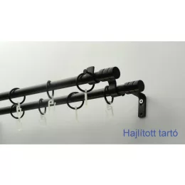   Fém karnisszett "Henger" - kétsoros, fekete, 120 cm, ᴓ16 mm