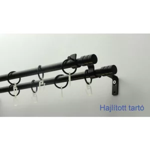   Fém karnisszett "Henger" - kétsoros, fekete, 120 cm, ᴓ16 mm