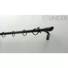 Fém karnisszett "Rúzs" - egysoros, fekete, 180 cm, ᴓ16 mm