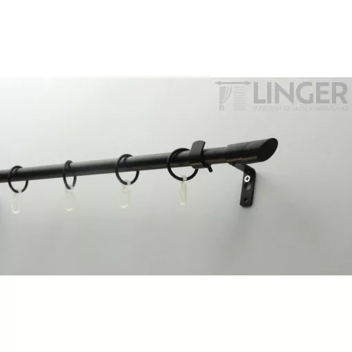 Fém karnisszett "Rúzs" - egysoros, fekete, 180 cm, ᴓ16 mm