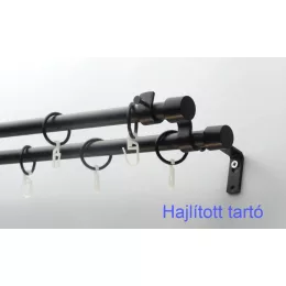  Fém karnisszett "Kupak" - kétsoros, fekete, 120 cm, ᴓ16 mm