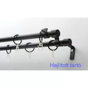  Fém karnisszett "Kupak" - kétsoros, fekete, 120 cm, ᴓ16 mm