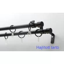 Fém karnisszett "Kupak" - kétsoros, fekete, 200 cm, ᴓ16 mm