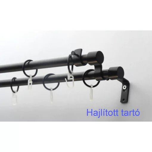 Fém karnisszett "Kupak" - kétsoros, fekete, 200 cm, ᴓ16 mm
