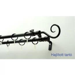   Fém karnisszett "Pásztorbot" - kétsoros, fekete, 120 cm, ᴓ16 mm