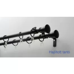   Fém karnisszett "Klasszik" - kétsoros, fekete, 120 cm, ᴓ16 mm