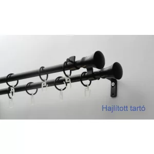   Fém karnisszett "Klasszik" - kétsoros, fekete, 120 cm, ᴓ16 mm