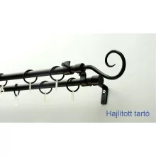 Fém karnisszett "Pásztorbot" - kétsoros, fekete, 200 cm, ᴓ16 mm
