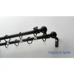   Fém karnisszett "Kis Gömb" - kétsoros, fekete, 120 cm, ᴓ16 mm