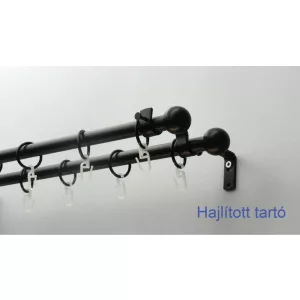   Fém karnisszett "Kis Gömb" - kétsoros, fekete, 120 cm, ᴓ16 mm