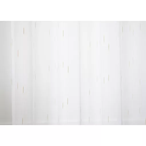  7256 - natúr színű tüll csíkos, arany mintával, max. 290 cm magas