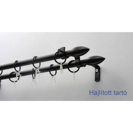 Fém karnisszett "Jégcsap" - kétsoros, fekete, 120 cm, ᴓ16 mm