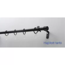 Fém karnisszett "Kupak" - egysoros, fekete, 120 cm, ᴓ16 mm