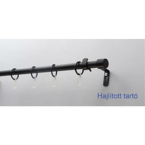 Fém karnisszett "Kupak" - egysoros, fekete, 120 cm, ᴓ16 mm