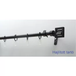   Fém karnis szett - "Négyzet" - egysoros, fekete, 120 cm, ᴓ16 mm