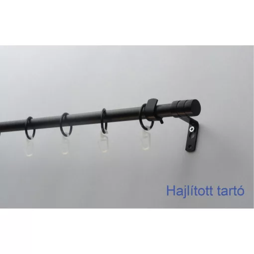 Fém karnisszett "Henger" - egysoros, fekete, 200 cm, ᴓ16 mm