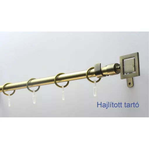 Fém karnisszett "Négyzet" - egysoros, antik réz, 120 cm, ᴓ16 mm