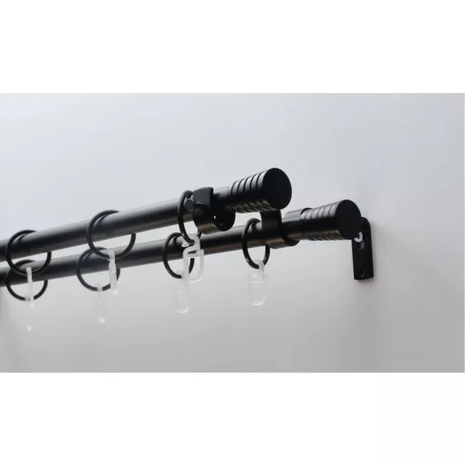 Fém karnisszett "Pódium" - kétsoros, fekete, 200 cm, ᴓ16 mm