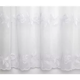   H2/527 01 - fehér, hímzett, virágmintás voile, max. 175 cm magas