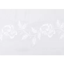 H2/527 01 - fehér, hímzett, virágmintás voile, max. 175 cm magas
