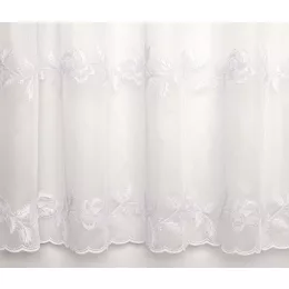   H2/527 02 - törtfehér, hímzett, virágmintás voile, max. 175 cm magas