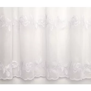   H2/527 02 - törtfehér, hímzett, virágmintás voile, max. 175 cm magas