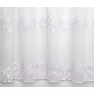   H2/527 01 - fehér, hímzett, virágmintás voile, max. 275 cm magas