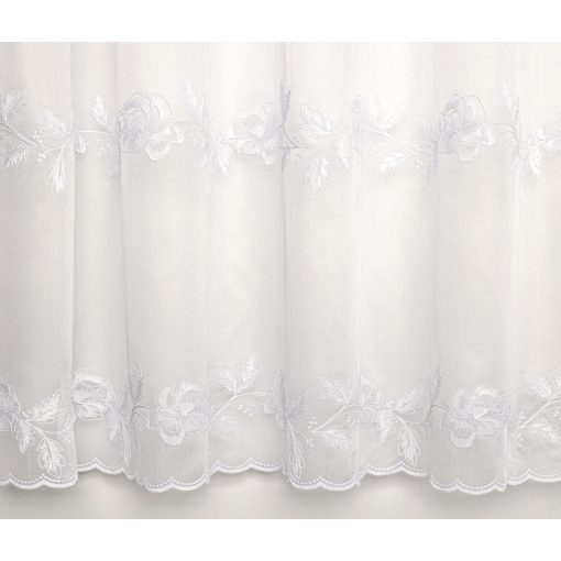 H2/527 02 - törtfehér, hímzett, virágmintás voile, max. 275 cm magas