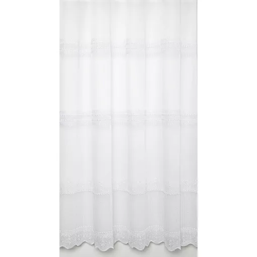 H3/1178 01 - fehér, hímzett voile, klasszikus mintával, max. 275 cm magas