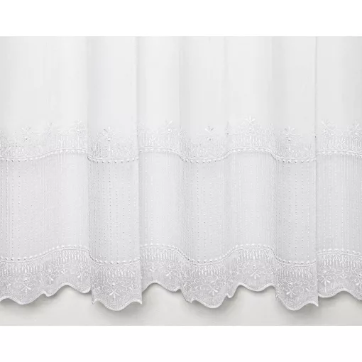 H3/1178 01 - fehér, hímzett voile, klasszikus mintával, max. 275 cm magas