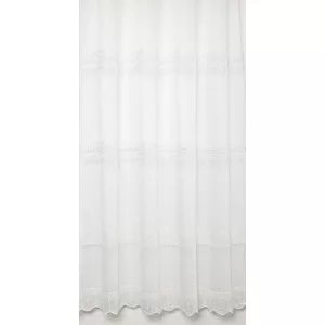   H3/1178 02 - natúr, hímzett voile, klasszikus mintával, max. 275 cm magas