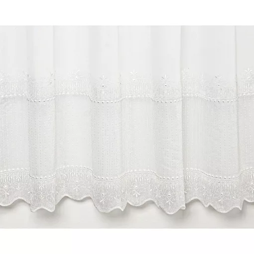 H3/1178 02 - natúr, hímzett voile, klasszikus mintával, max. 275 cm magas