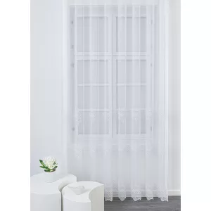   H3/6971 01 - fehér, hímzett voile, klasszikus mintával, max. 275 cm magas
