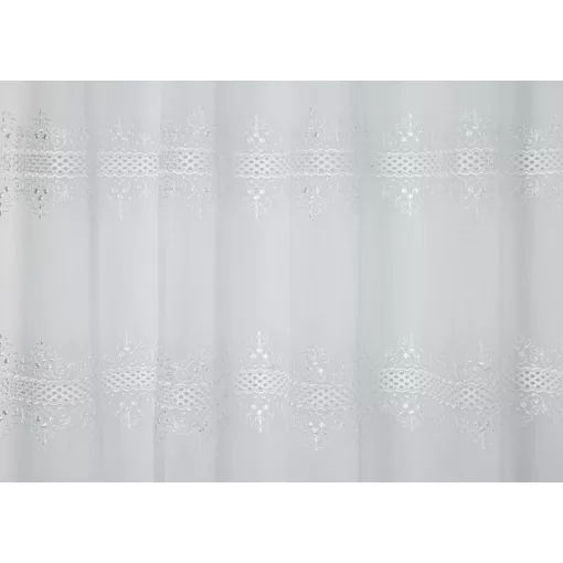 H3/6971 01 - fehér, hímzett voile, klasszikus mintával, max. 275 cm magas