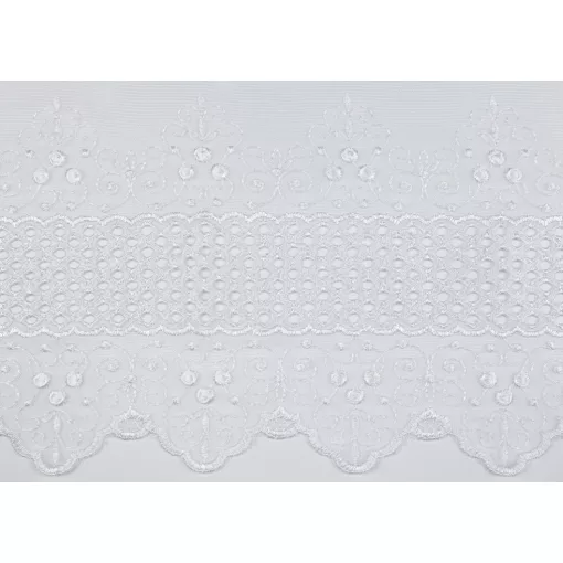 H3/6971 01 - fehér, hímzett voile, klasszikus mintával, max. 275 cm magas