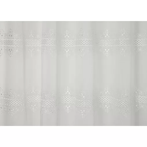 H3/6971 02 - natúr, hímzett voile, klasszikus mintával, max. 275 cm magas